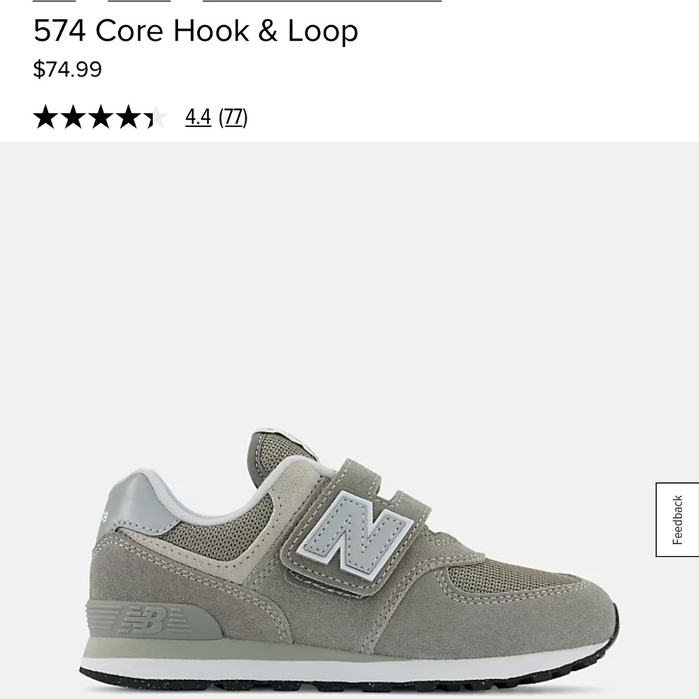 New Balance Kids Grey 574 Classic with Velcro Size 13.5 US